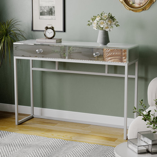 Wrought Studio Baftije 42.1'' Console Table Luxury Mirrored Dressing